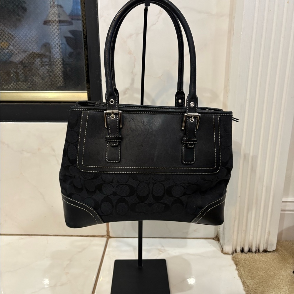 Coach Hampton Signature Satchel with Jacquard and Leather - Picture 7 of 8